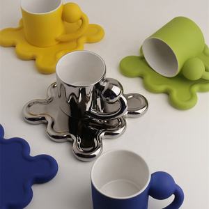 Taza <span class=keywords><strong>de</strong></span> café <span class=keywords><strong>de</strong></span> cerámica con platillo, juego <span class=keywords><strong>de</strong></span> tazas <span class=keywords><strong>de</strong></span> cerámica - Product Image 1