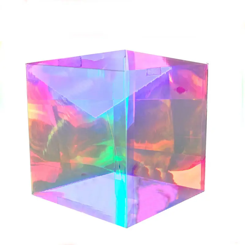 Custom Rainbow Warna Hologram Lipat PVC/Plastik PET Kosmetik Wanita Kemasan Kotak