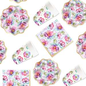 DAMAI Flower <b>Plates</b> and Napkins Floral Disposable <b>Plates</b> Napkins Baby <b>Shower</b> Decorations for Spring Wedding Birthday Tea Party - Product Image 2