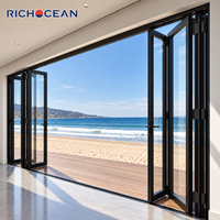 Portes pliantes en aluminium à cadre fin étanches RICHOCEAN AS2047, portes panoramiques à double battant pour balcon, verre Low-E