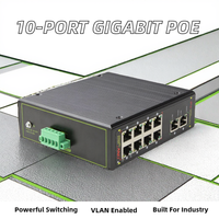 Switch PoE Industrial Administrado ONV de 10 Puertos Gigabit E, IPS53108PFM con Función QoS, Capacidad de 20 Gbps, Half-Duplex