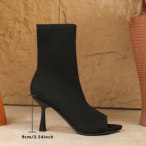 Nuevas <span class=keywords><strong>botas</strong></span> de <span class=keywords><strong>mujer</strong></span> de punto de otoño e invierno punta abierta estilo europeo y americano señoras calcetines de aguja <span class=keywords><strong>botas</strong></span> 9CM <span class=keywords><strong>botas</strong></span> cortas - Product Image 5