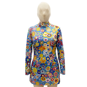 Costume da Donna Anni '70 per <span class=keywords><strong>Halloween</strong></span>, Stile Hippie Psichedelico, Vintage Floreale a Maniche Lunghe per Carnevale, Danza, Feste a Tema Estremo Oriente - Product Image 2
