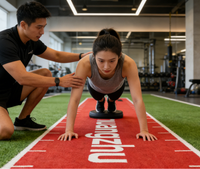 Gazon synthétique en rouleau haute densité pour piste de traîneau de gym commercial, sans remplissage, avec marques numérotées pour le poussage de traîneaux Prowler