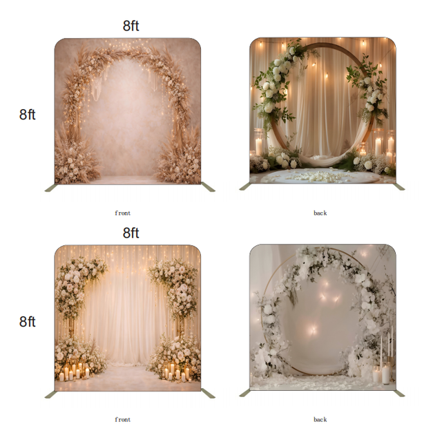 Portable Dye Sublimation Double-Sided Studio Backdrops Stand Foldable Photo Booth Wedding Background Canvases for Photography