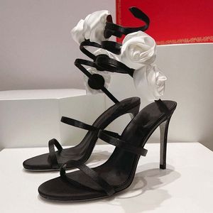8CM/10CM Rose Flower Silver Bottom Tacon Altos Height Increasing Sandals Pencil Ankle Wrap Around <b>Heels</b> - Product Image 2