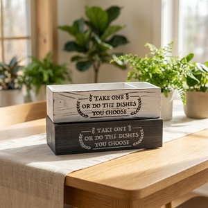 Boîte <span class=keywords><strong>de</strong></span> rangement rustique en bois <span class=keywords><strong>de</strong></span> <span class=keywords><strong>sapin</strong></span> pour assiettes en papier, organisateur d'assiettes en papier et porte-ustensiles pour comptoir <span class=keywords><strong>de</strong></span> cuisine - Product Image 1
