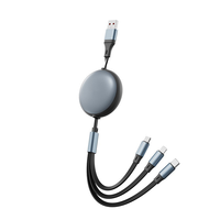 Cable de Carga Múltiple 3 en 1, Cable de Carga Retráctil para Automóvil con Puertos Tipo C/L/Micro USB para iPhone