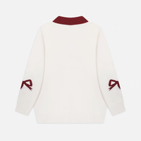 Écharpe fine en crochet de style preppy avec imprimé animal mignon, pull pour femme avec col boutonné