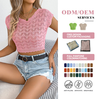 Hochwertige Gestrickte Einfarbige Damen-Strickware Maßgeschneiderte Schlichte Rundhals-Strickweste mit Bauchfrei-Design