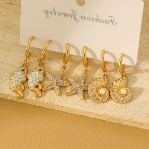 Set di gioielli con diamanti con borchie di stelle e stelle 18k stile spiaggia alla moda gioielli da donna in lega - Product Image 5