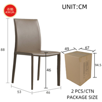 Chaise de salle à manger en cuir italien, style moderne minimaliste, structure en fer gris, pour la maison, le bureau et l'hôtel, mobilier de salle à manger