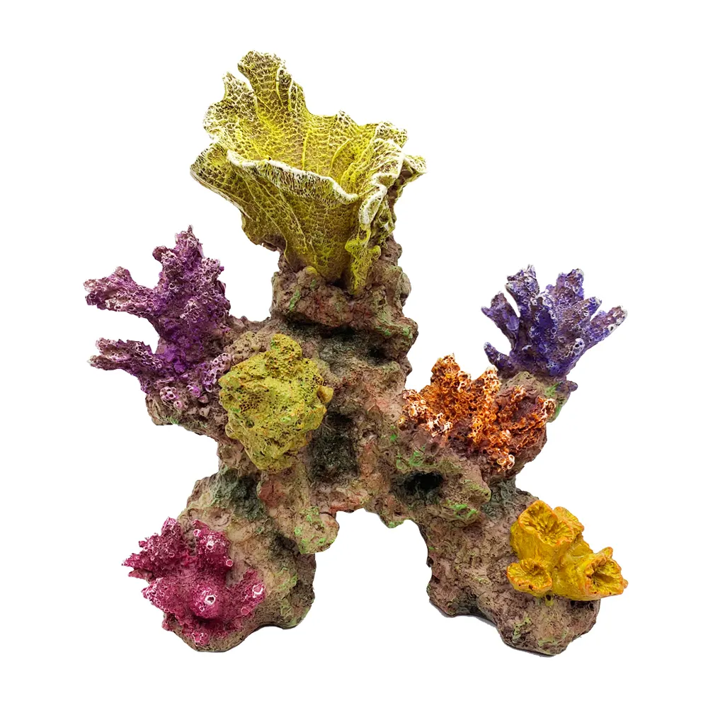 Enfeite de aquário coral artificial para paisagem, enfeite em resina