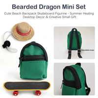 Ensemble de 3 jouets transfrontaliers pour petits animaux : Lézard, Hamster, Tortue - Planche à roulettes pour animaux, Sac à dos, Chapeau - Superbe ensemble