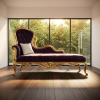 Chaise longue monoplace en bois massif de style européen, lit de beauté français, tabouret de bout de lit, chaise impératrice