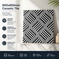 Carreaux de porcelaine polis à motif ondulé continu brillant 800x800mm pour salle de bain, cuisine, bureau - Carrelage de sol 80x80