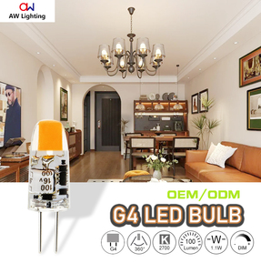 G4 <b>LED</b> Bulb 1W AC/DC 12V COB Chip 100LM Dimmable 2700-6000K CRI 80 Silicone Bi Pin Halogen Replacement Energy Saving - Product Image 1