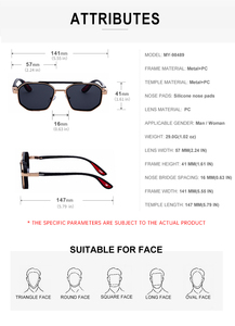 Gafas de sol KAJILA estilo punk, diseño personalizado con logotipo, montura rectangular de <span class=keywords><strong>doble</strong></span> viga con bisagras de resorte, protección UV400, para hombre. - Product Image 6