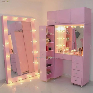 Bàn trang điểm có gương và đèn, bàn trang điểm kính, bàn trang điểm salon, gương trang điểm có đèn - Product Image 4