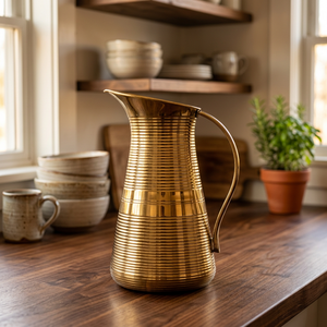 Pichet à eau vintage en laiton avec poignée, vaisselle en métal, carafe décorative pour la cuisine - Product Image 4