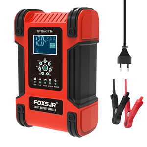 FOXSUR 12V12Aスマートカーバッテリー充電器24VオートバイトラックボートリチウムLiFePO4AGM GEL WET鉛酸メンテナー & デサルファーター - Product Image 2