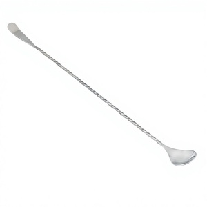 Factory Wholesale Long Handle Stainless Steel Chrome Finish Mirror Surface Eco-Friendly Cocktail <b>Spoon</b> Spiral Pattern for - Product Image 1