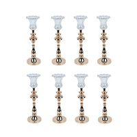 Vase à fleurs en métal doré de luxe avec support en verre, élégant centre de table de mariage, grand porte-bougie pour la décoration de table de fête