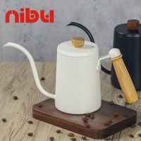 Bouilloire à café NIBU Professional 600 ml en acier inoxydable, design minimaliste écologique, pour infusion manuelle, avec bec verseur en forme de col de cygne