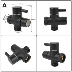 Adaptador de brazo de ducha de latón G1/2" negro, válvula desviadora para grifo de baño y cocina, accesorios adaptadores - Product Image 2