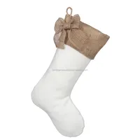 Wholesale Personalized Burlap Cuff Canvas Christmas Stockings With Jute Loop