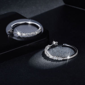 Boucles d'oreilles créoles brillantes de haute qualité, bijoux de mode - Product Image 3