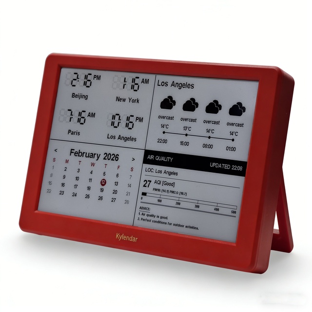 7" E-Paper Smart Calendar Auto Holiday Reminder Real-time Weather Family Medication Reminder Messages World Clock Daily Routine