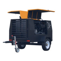 Compresseur d'air diesel portable à vis à haute pression avec roues, 25 CV, 185 CFM, 385 CFM, 300 CFM