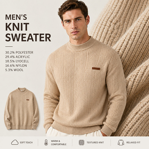 Pull en maille jacquard épaisse en laine Lyocell pour homme, automne-hiver, avec logo personnalisé, haut de gamme, chaud et épais - Product Image 1
