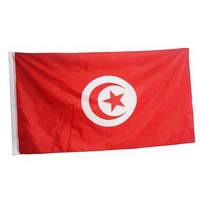 Drapeau de la Tunisie en polyester à impression numérique, écologique, style fanion, 90x150cm, avec deux œillets, pour clubs sportifs - Vente en gros, promotion exceptionnelle