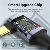 Cable de Datos USB 3.2 Gen 2 Tipo C a Tipo C en Ángulo Recto, 100W, 16 Núcleos de Cobre Desnudo, Cable de Video 4K Completo para Tablets