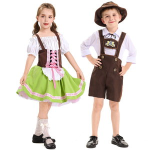Costume de bavarois pour enfants, Dirndl et Lederhosen traditionnels allemands pour garçons et filles, tenue de scène, été 2025 - Product Image 1