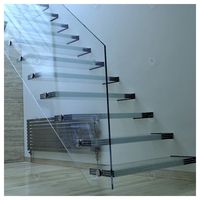 Marches d'escalier en verre Prima, escalier flottant, escalier droit flottant australien/américain, escalier intérieur personnalisé