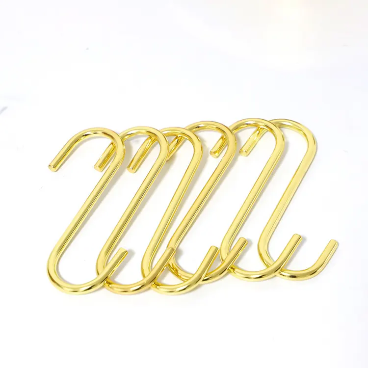 Gold S-förmige Haken Edelstahl Metall Kleiderbügel Hänge haken für Küchen arbeit Shop Badezimmer Garten