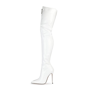 Botas Altas por Encima de la Rodilla para Mujer, de Charol, con Tacón Fino, Cierre Frontal, Punta Puntiaguda, Ajustadas y Sensuales - Product Image 4