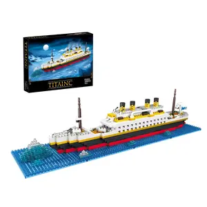 Beliebtes Mikroblock-Spielzeug-Bausatz im Titanic-Schiffsmodell für Kinder Kunststoff-Bausteinspielzeug