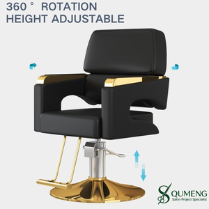 Fauteuil de coiffeur QUMENG de luxe, tout noir, moderne, avec pompe hydraulique, pour salon de beauté, spa, coiffure, mobilier de salon de barbier - Product Image 4