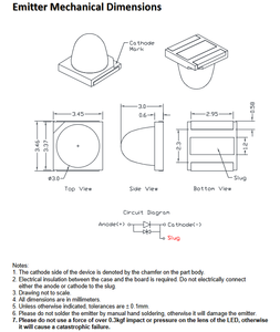 Taiwan ProLights PK2N-4JNE-SBVR7 4W 1616 <b>SMD</b> <b>LED</b> Light Source for Decorative Landscape Lighting - Product Image 3