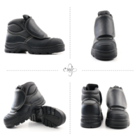 Chaussures de sécurité antistatiques en cuir de vache EN ISO 20345 avec embout en acier, pour le soudage, anti-écrasement, antidérapantes, pour le travail en usine