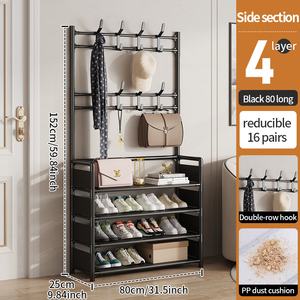 Zapatero Metálico de 4 Niveles Fácil de Montar con Ganchos, Multiusos para Entrada y Armario, Venta al Por Mayor - Product Image 6