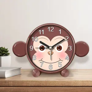 卡通猴子闹钟学生卧室儿童房桌面时钟静音可爱创意儿童小闹钟