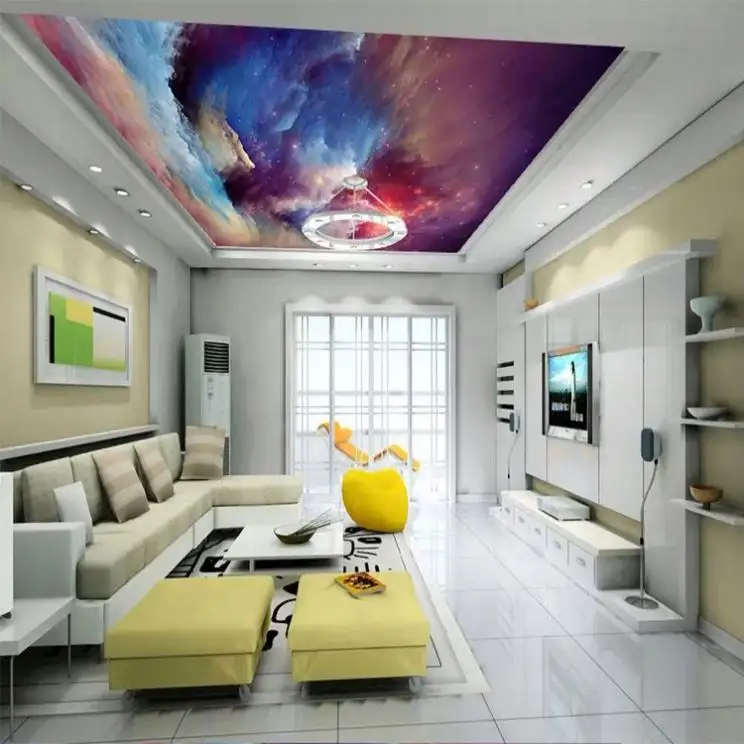 سقف يمكن تمديده فيلم سقف حمام تصميم جميلة تصميم الجص من السقف كاذبة 3D استخدام في غرفة نوم و غرفة المعيشة