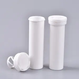 Tubo de embalaje para tableta efervescente, multivitamina plástico pp, largo y delgado, color blanco, desecante