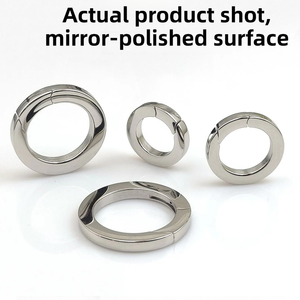 DF23 316 Stainless Steel 28.5*28.5*3.4mm Flat Wire Open <b>Ring</b> Solid Keychain Spring <b>Ring</b> Polished Wholesale - Product Image 4