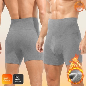 Slip da uomo in puro cotone lavorato a maglia a vita alta contenitivi, <span class=keywords><strong>boxer</strong></span> extra larghi e lunghi per modellare le cosce, <span class=keywords><strong>taglie</strong></span> <span class=keywords><strong>forti</strong></span> - Product Image 2